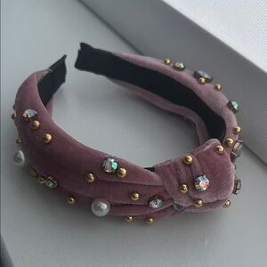Embellished Pink Velvet Headband